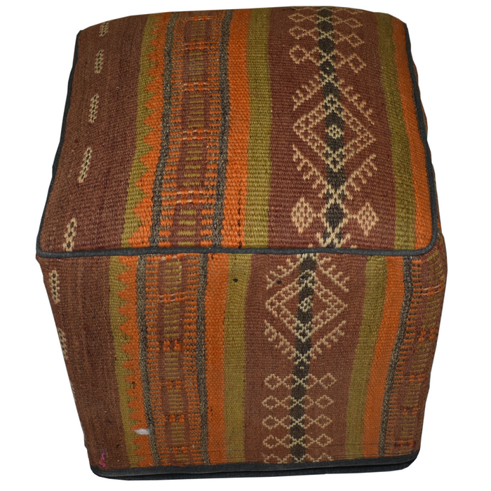 One of a Kind Kilim Rug Pouf Ottoman foot stool - #312 - Crafters and Weavers
