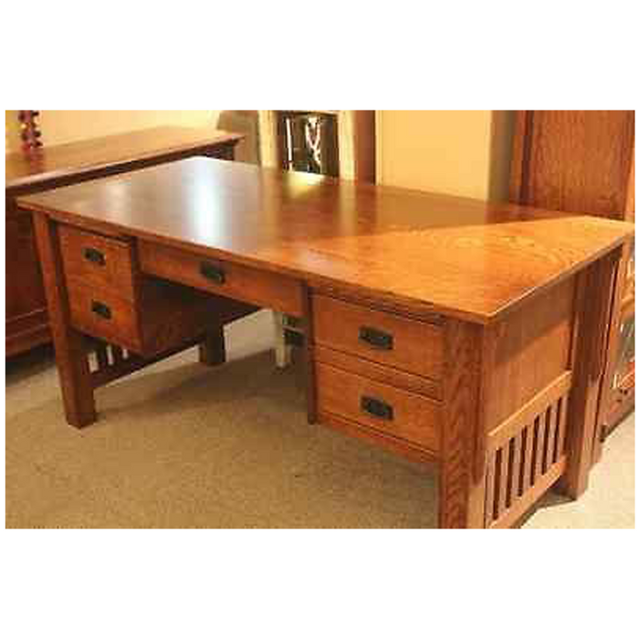 SOLD OUT Custom Order Amish Quarter Sawn Oak Bridger Desk - Crafters and Weavers