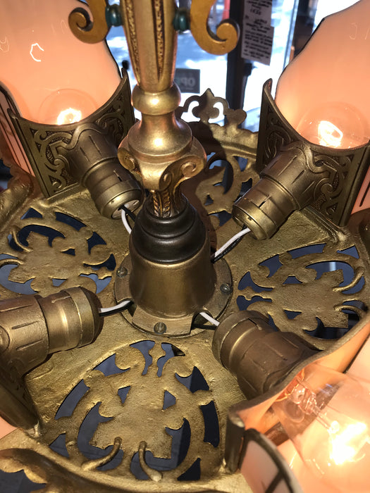 1920’s Art Deco Slip Shade Hanging Light Fixture - Beardslee Williamson - Crafters and Weavers