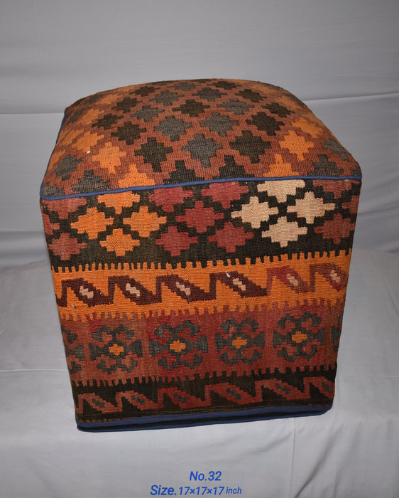 SOLD OUT One of a Kind Kilim Rug Pouf Ottoman foot stool - #32 - Crafters and Weavers
