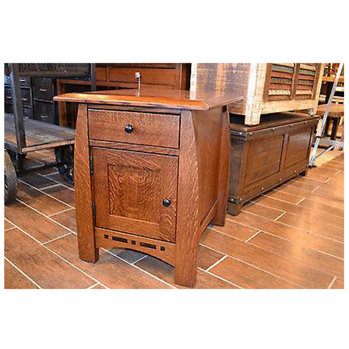 Amish Mission 1 Door / 1 Drawer Inlay End Table - Crafters and Weavers