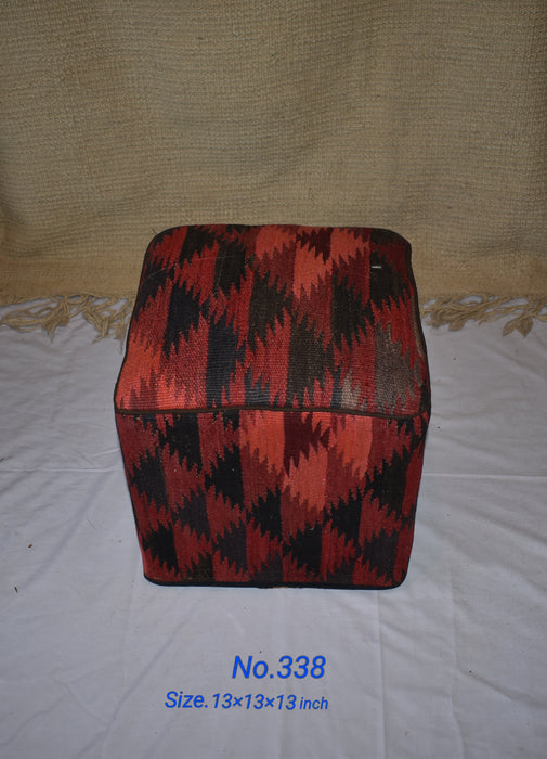 One of a Kind Kilim Rug Pouf Ottoman foot stool - #338 - Crafters and Weavers