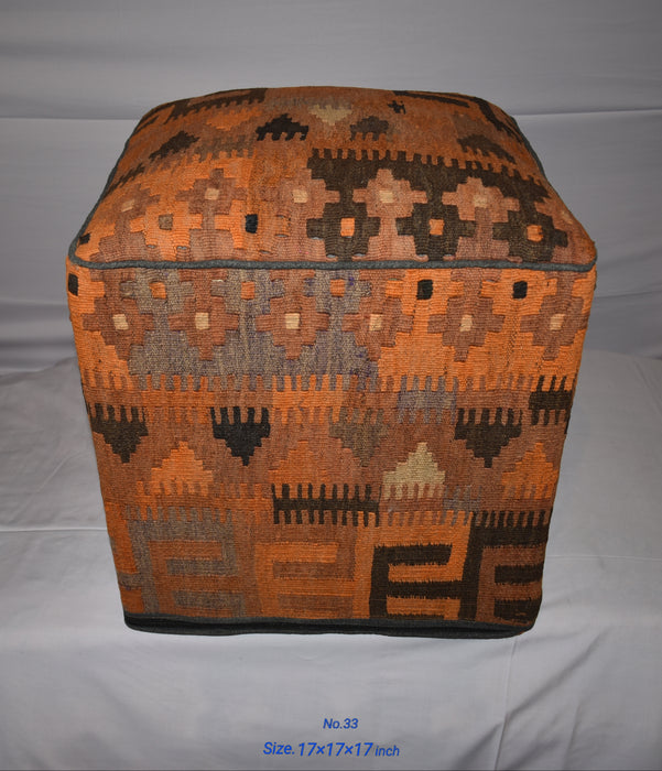 SOLD OUT One of a Kind Kilim Rug Pouf Ottoman foot stool - #33 - Crafters and Weavers