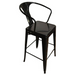 Gloss Metal Bar Stool with Arms - Black - Crafters and Weavers