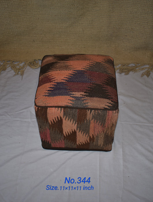 One of a Kind Kilim Rug Pouf Ottoman foot stool - #344 - Crafters and Weavers