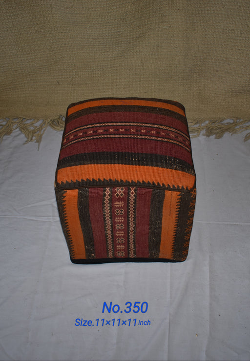 One of a Kind Kilim Rug Pouf Ottoman foot stool - #350 - Crafters and Weavers
