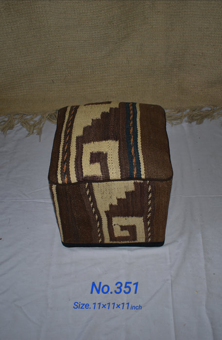 One of a Kind Kilim Rug Pouf Ottoman foot stool - #351 - Crafters and Weavers