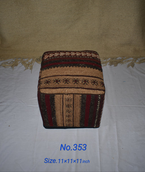 One of a Kind Kilim Rug Pouf Ottoman foot stool - #353 - Crafters and Weavers