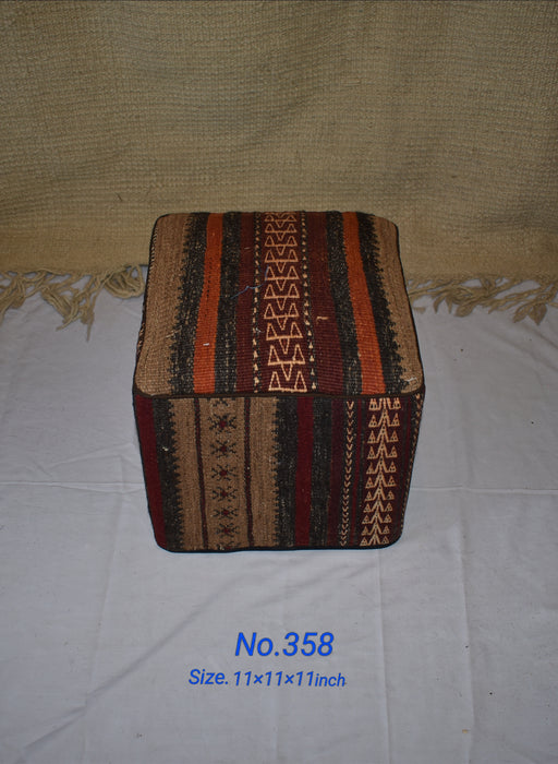 One of a Kind Kilim Rug Pouf Ottoman foot stool - #358 - Crafters and Weavers