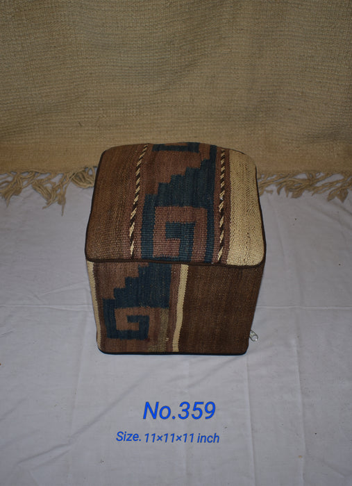 One of a Kind Kilim Rug Pouf Ottoman foot stool - #359 - Crafters and Weavers