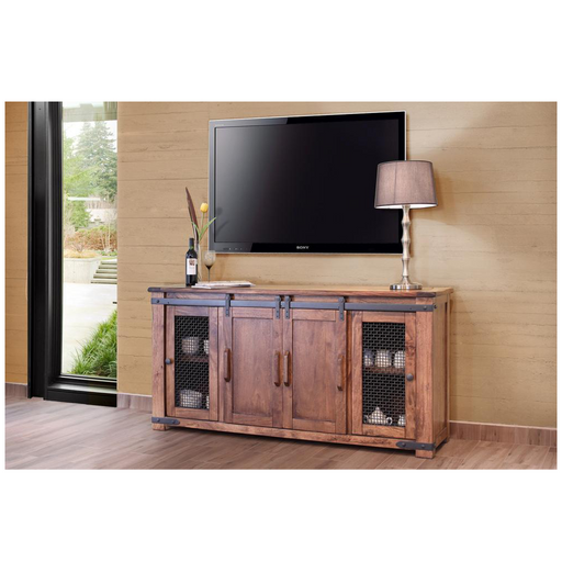SOLD OUT Granville Parota Sliding 4 Door TV Stand - 70" - Crafters and Weavers