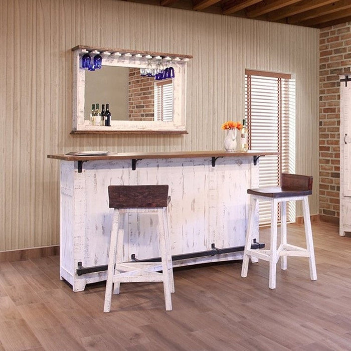 Greenview Bar Counter - Distressed White - 76" - Crafters and Weavers