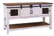 Greenview Sliding Door Console Table - Distressed White - Crafters and Weavers