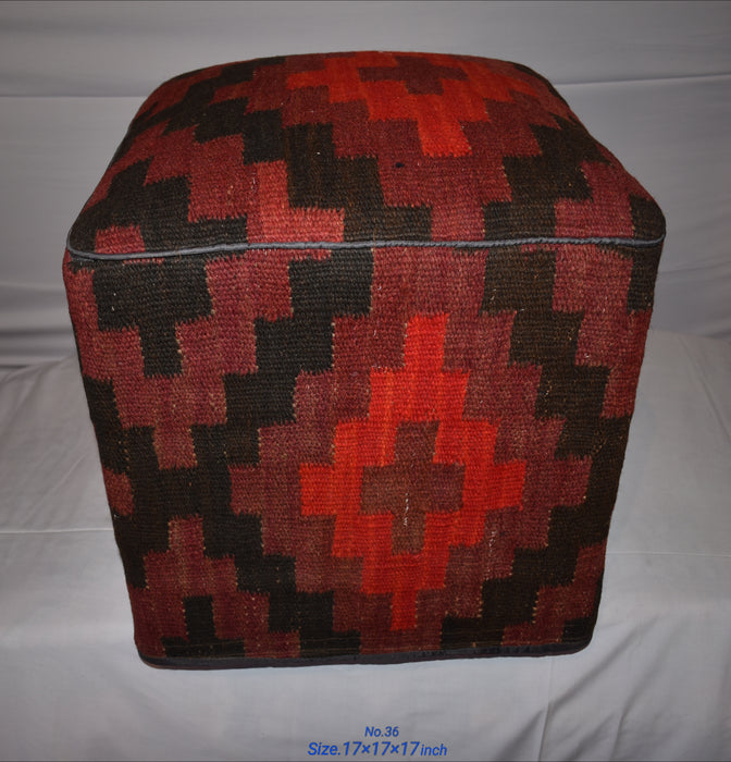 One of a Kind Kilim Rug Pouf Ottoman foot stool - #36 - Crafters and Weavers