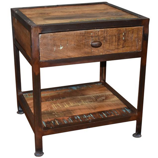SOLD OUT Ventura Solid Wood 1 Drawer Industrial End Table - Crafters and Weavers