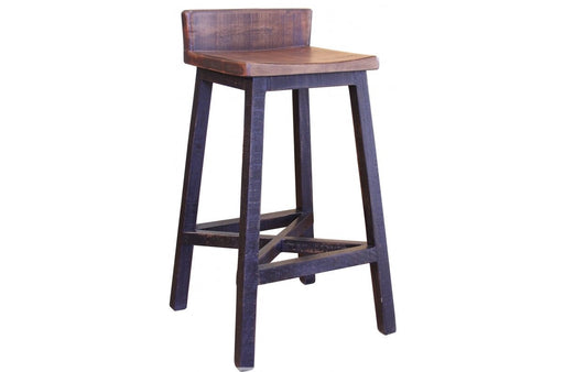 Granville Stationary Bar Stool - Rustic Brown/Black - 30" High - Crafters and Weavers