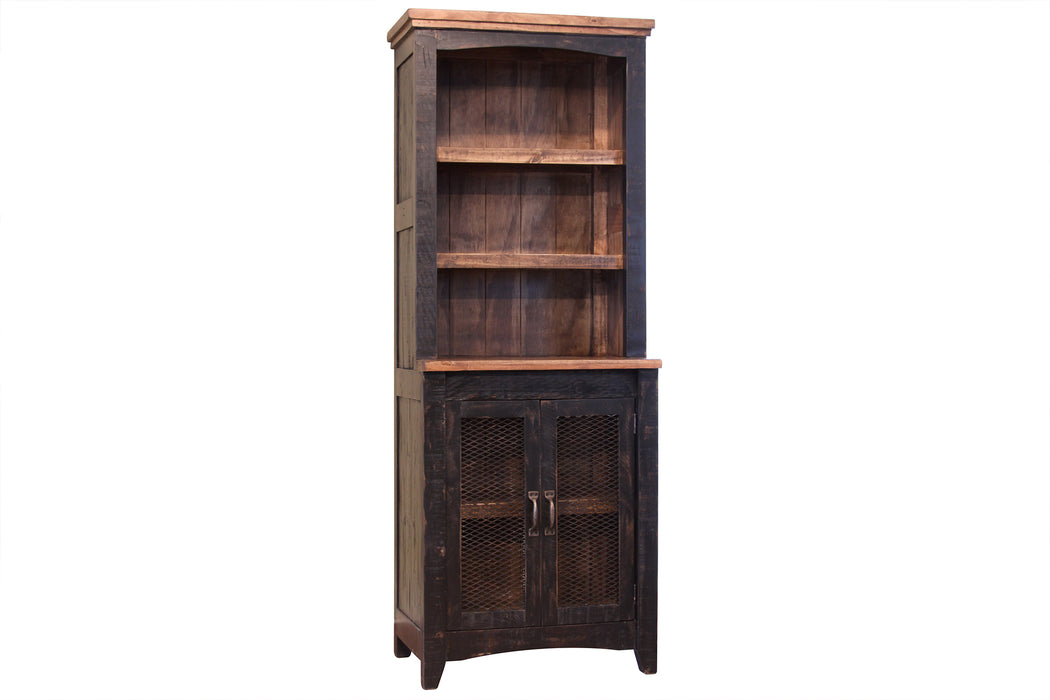 Greenview Mesh Door Bookcase - Distressed Black - Crafters and Weavers