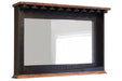 Greenview Mirror with Wine Glass Holder and Shelf - Distressed Black - Crafters and Weavers