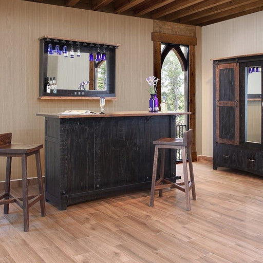 Greenview Bar Counter - Distressed Black - 76" - Crafters and Weavers