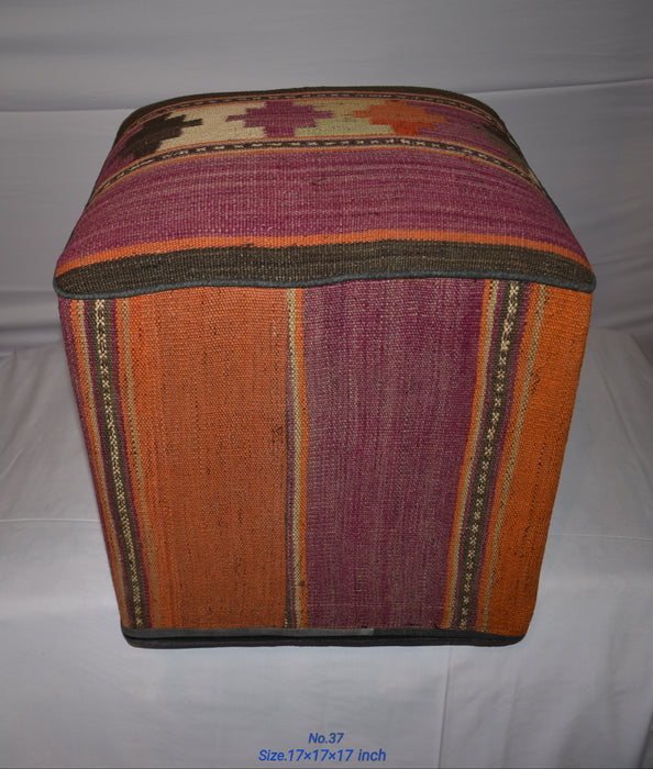 SOLD OUT One of a Kind Kilim Rug Pouf Ottoman foot stool - #37 - Crafters and Weavers