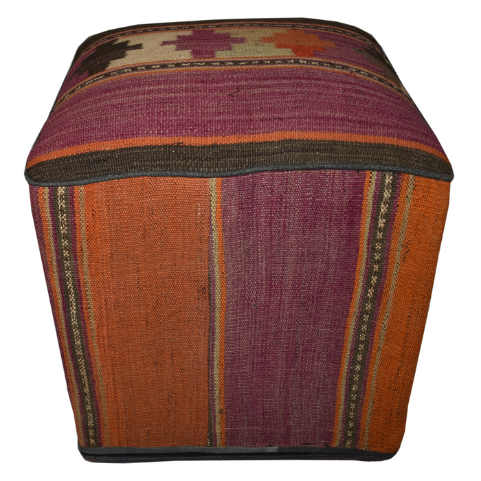 SOLD OUT One of a Kind Kilim Rug Pouf Ottoman foot stool - #37 - Crafters and Weavers