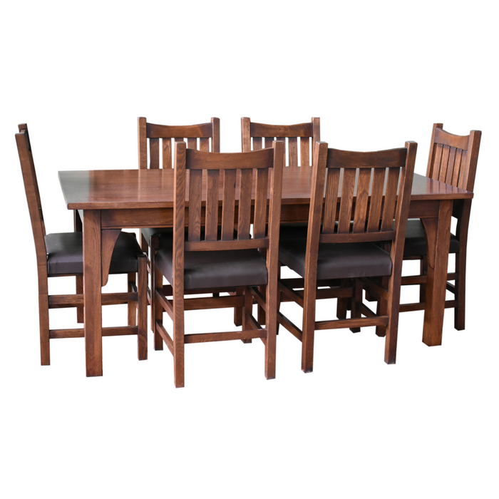 PREORDER Mission 70" Solid Oak Dining Table Set with 6 #240 Chairs - Crafters and Weavers