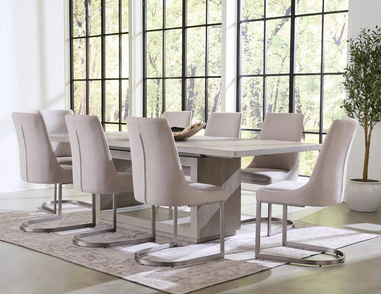 Solstice Modern Dining Table Set with 1 Leaf - 95"W