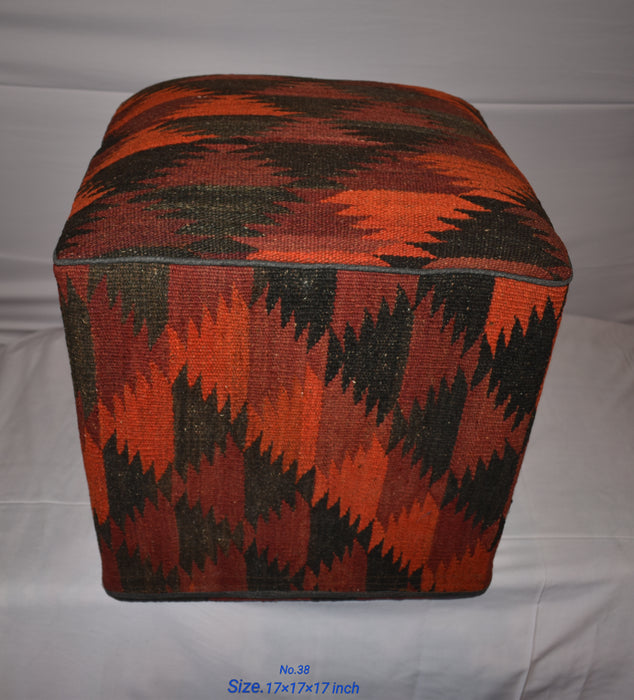 One of a Kind Kilim Rug Pouf Ottoman foot stool - #38 - Crafters and Weavers