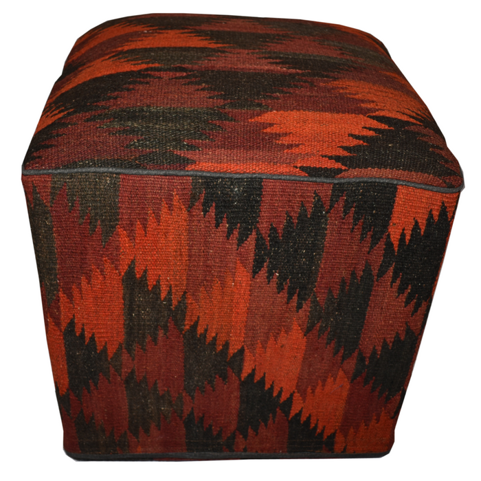 One of a Kind Kilim Rug Pouf Ottoman foot stool - #38 - Crafters and Weavers