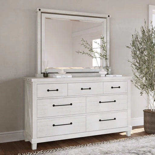 Oak Park Cross Bar 7 Drawer Dresser & Mirror Oak Park Cross Bar 7 Drawer Dresser & Mirror