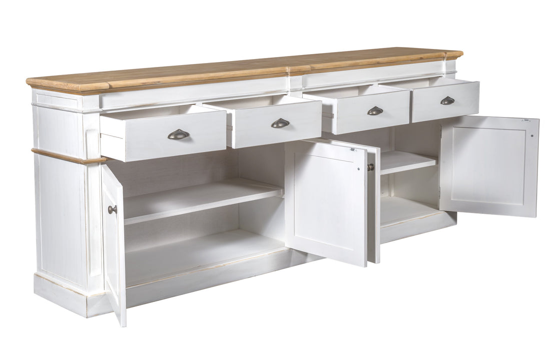 Asbury 90" Solid Wood Sideboard - White - Crafters and Weavers