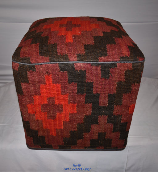 One of a Kind Kilim Rug Pouf Ottoman foot stool - #40 - Crafters and Weavers