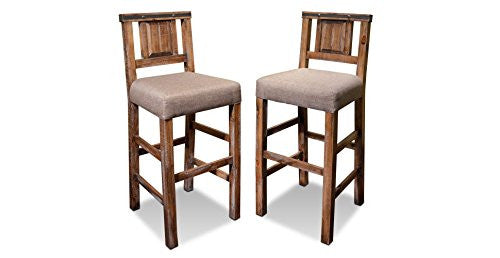 Reclaimed Wood Upholstered Bar Stool - Crafters and Weavers