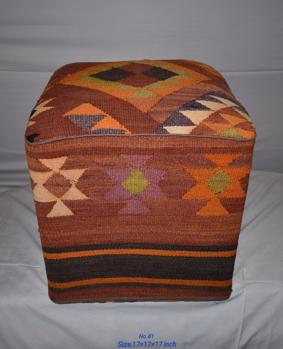 SOLD OUT One of a Kind Kilim Rug Pouf Ottoman foot stool - #41 - Crafters and Weavers