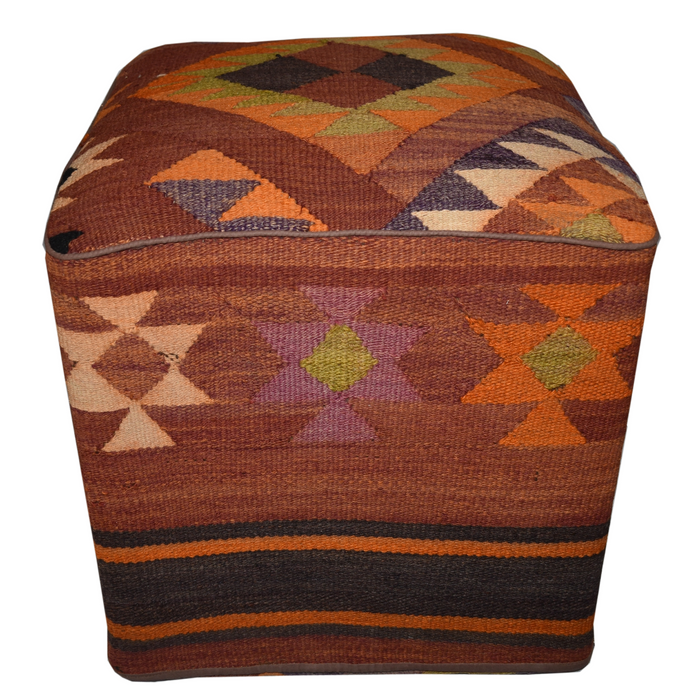 SOLD OUT One of a Kind Kilim Rug Pouf Ottoman foot stool - #41 - Crafters and Weavers