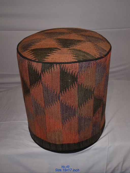 One of a Kind Kilim Rug Pouf Ottoman foot stool - #43 - Crafters and Weavers