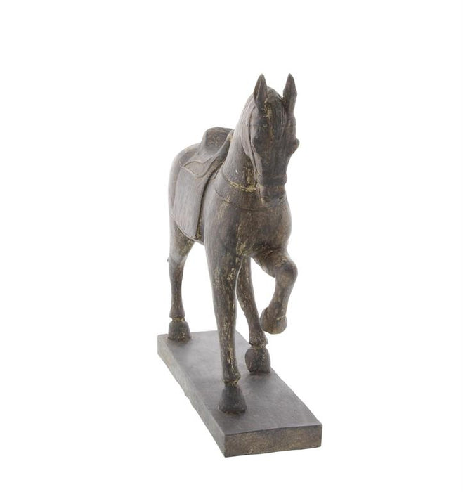 BROWN TRADITIONAL HORSE SCULPTURE, 14" X 4" X 15"