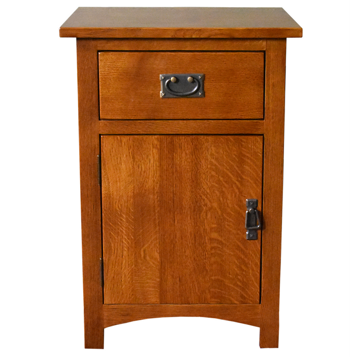 Mission Quarter Sawn Oak 1 Door, 1 Drawer Nightstand - Michael's Cherry (MC-A) - Crafters and Weavers