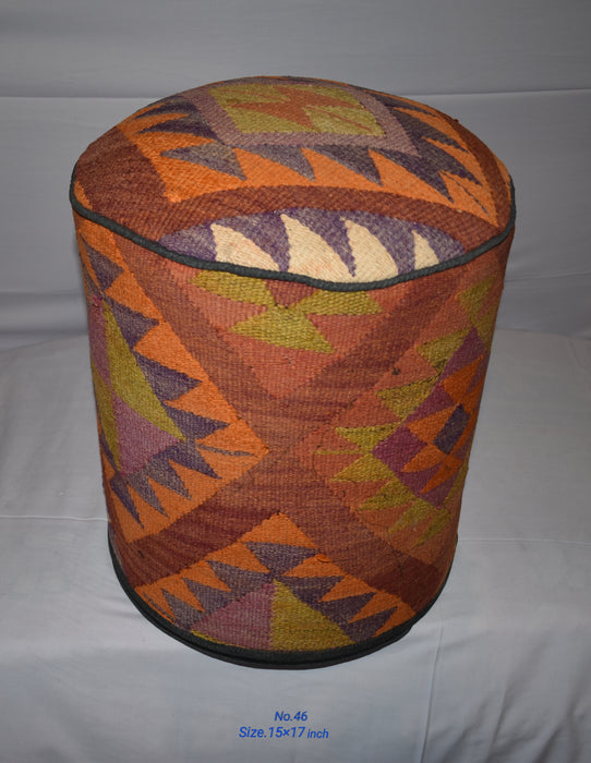 One of a Kind Kilim Rug Pouf Ottoman foot stool - #46 - Crafters and Weavers