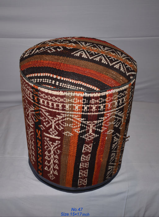 One of a Kind Kilim Rug Pouf Ottoman foot stool - #47 - Crafters and Weavers