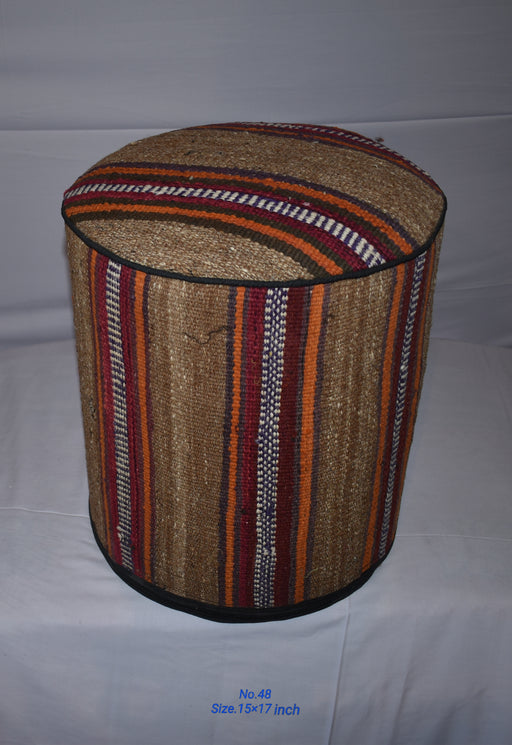 One of a Kind Kilim Rug Pouf Ottoman foot stool - #48 - Crafters and Weavers