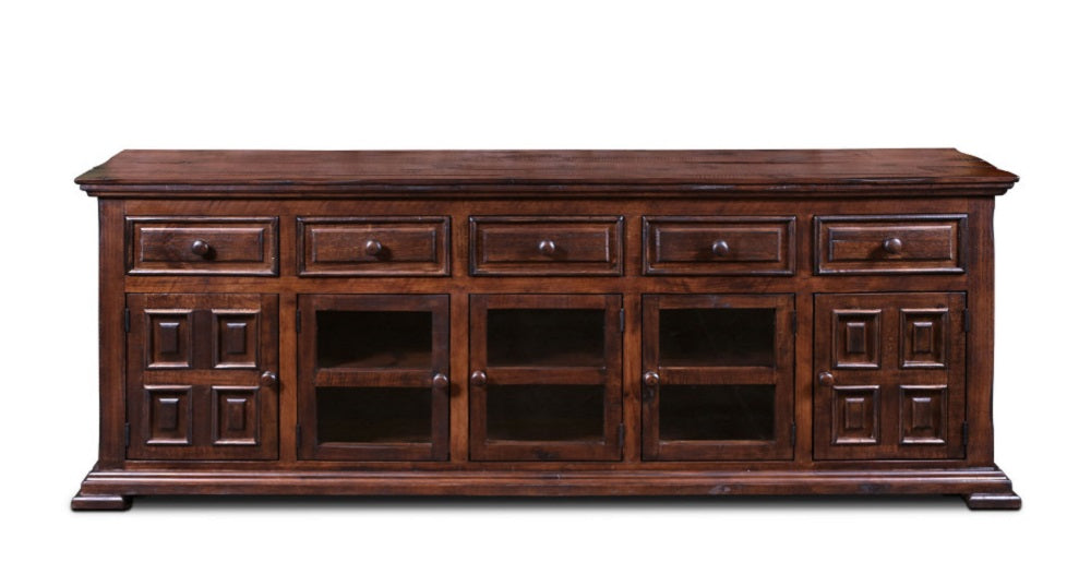 DUPLICATE LISTING Keystone Panel 83" TV Stand - Rustic Brown - Crafters and Weavers