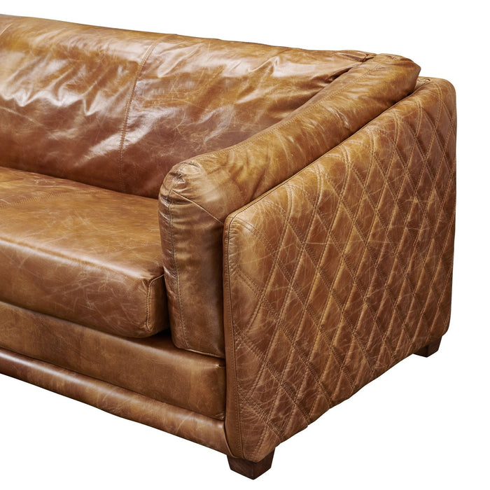 Waco Rustic Modern Love Seat - Light Brown Leather - Crafters and Weavers