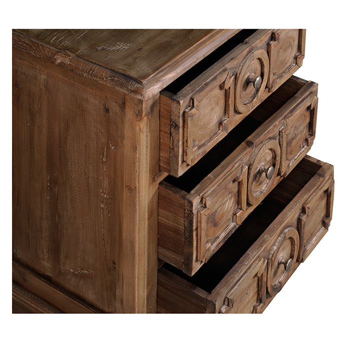 DUPLICATE - MEXICO - Asbury 3 Drawer Carved Nightstand - Crafters and Weavers