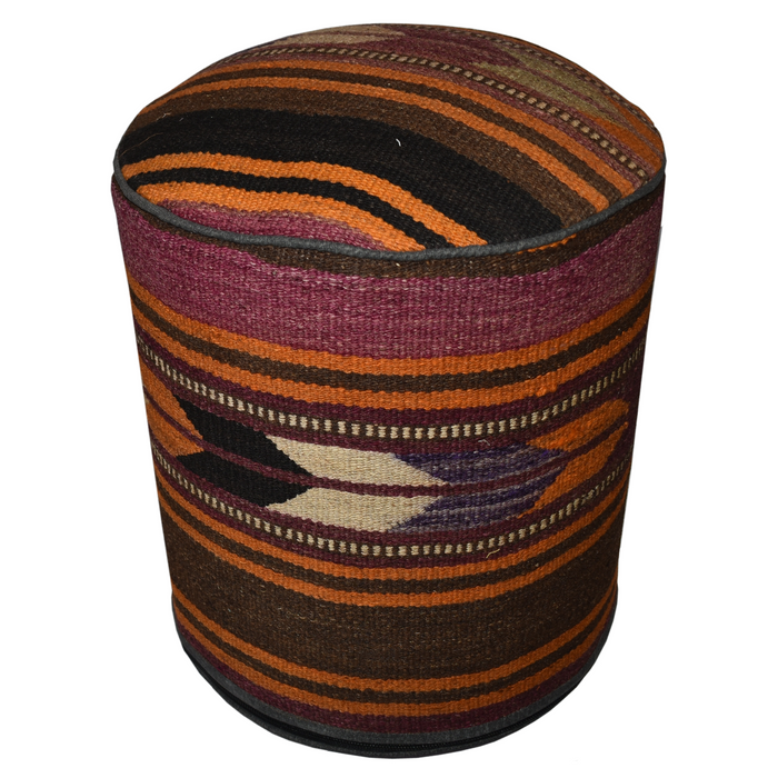 One of a Kind Kilim Rug Pouf Ottoman foot stool - #50 - Crafters and Weavers