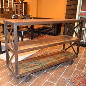 Industrial Wood Cart - Crafters and Weavers