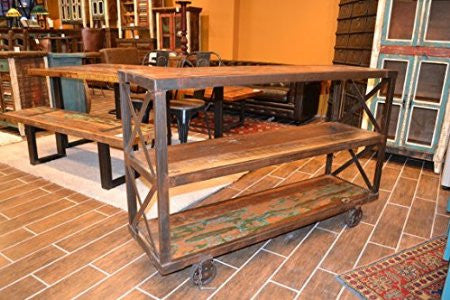 Industrial Wood Cart - Crafters and Weavers