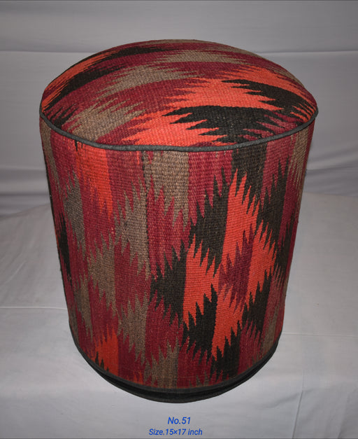 One of a Kind Kilim Rug Pouf Ottoman foot stool - #51 - Crafters and Weavers