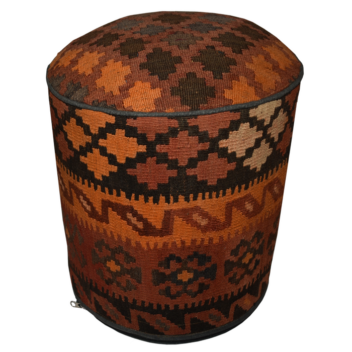 One of a Kind Kilim Rug Pouf Ottoman foot stool - #52 - Crafters and Weavers