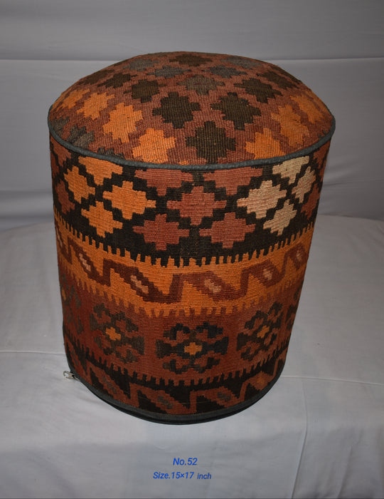One of a Kind Kilim Rug Pouf Ottoman foot stool - #52 - Crafters and Weavers